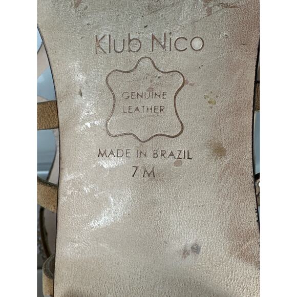 Klub Nico Joella Sandals Flats Leather Tan Size 7 Neutral Zipper Studded Boho - Picture 10 of 10